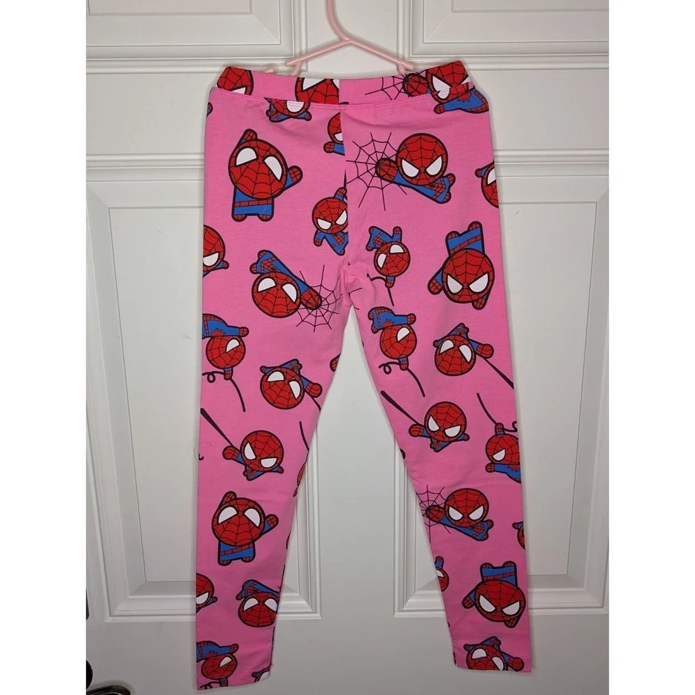 Marvel Spiderman 4 Piece Set Girls Size Medium Leggings L/S Top Dress NWOT